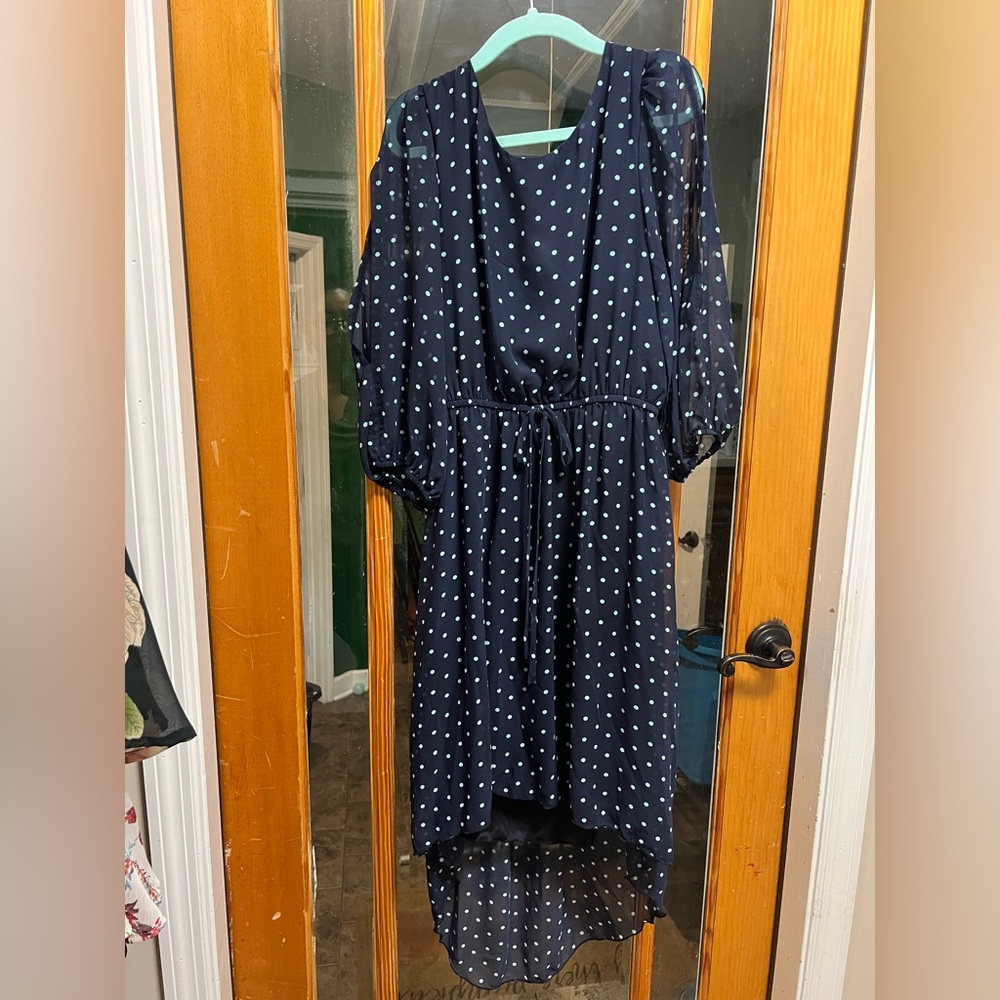 Enfocus Studio Navy Dress with White Dots